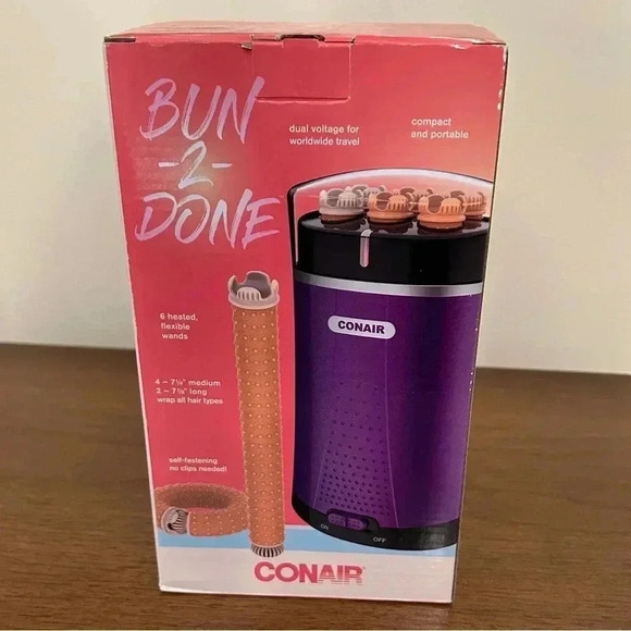 Conair Bun-2-Done Hair Curlers, 6 Heated Flexible Wands, New In Box - Picture 1 of 3